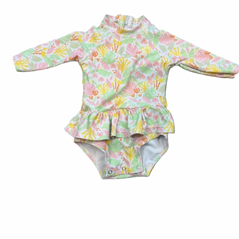 Stitchy Fish Tropical Ruffle Long Sleeve Rash Guard 18-24 Months